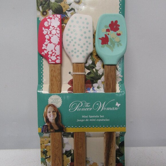 NWT! Pioneer Woman Ree Drummond 3Pc Set of Mini Silicone Kitchen Spatulas - Picture 1 of 4